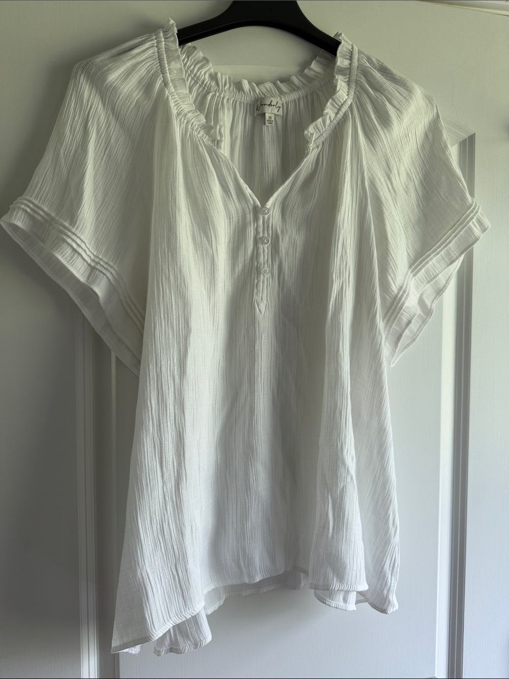 Wonderly White Ruffled Henley Tunic - Picture 4 of 9
